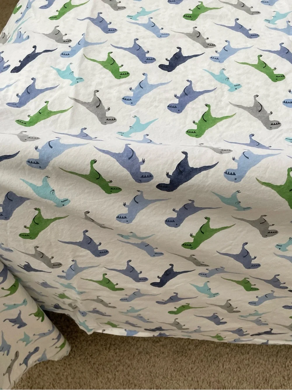 Pottery Barn Kids 'Dino' Dinosaur Full Organic Cotton Flat Bed Sheet